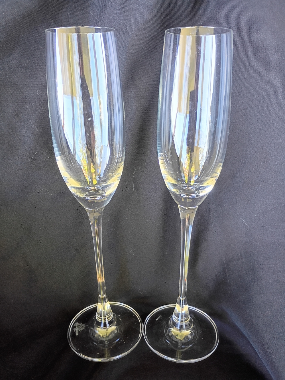 Pair of Set of Two Lenox 10" Crystal Champagne Flutes